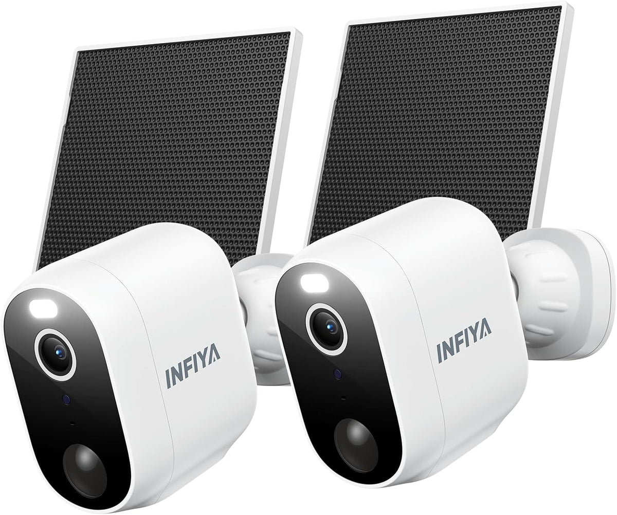 INFIYA Cámara solar 2K inalámbrica para exteriores, paquete de 2, c...