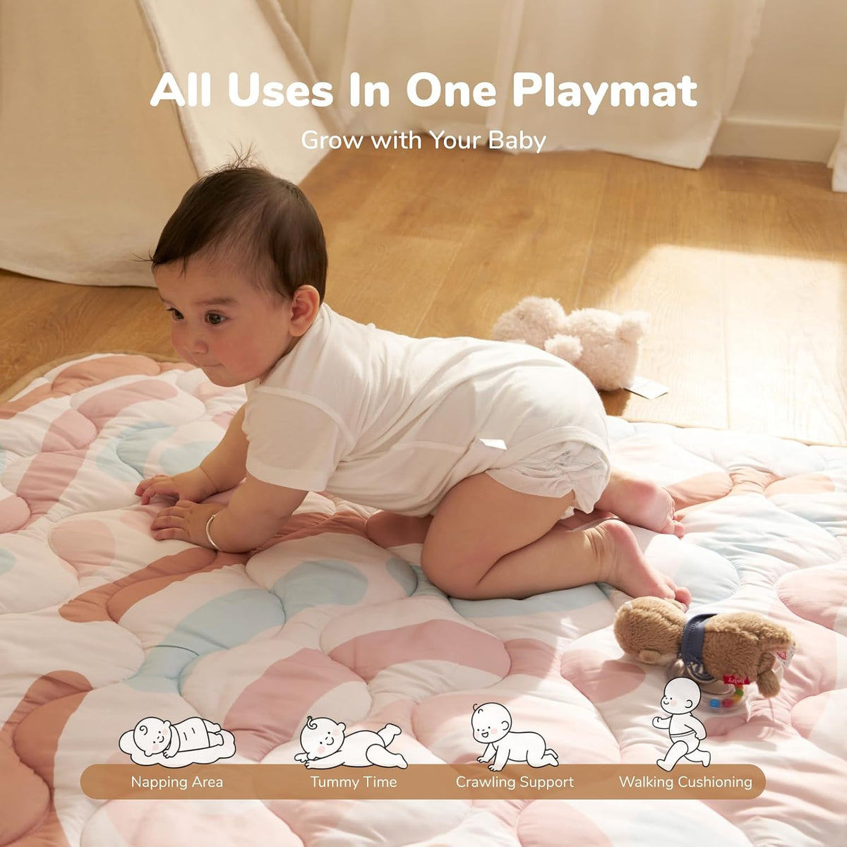 Momcozy Alfombra de juego para bebé para piso, alfombra gruesa de c...