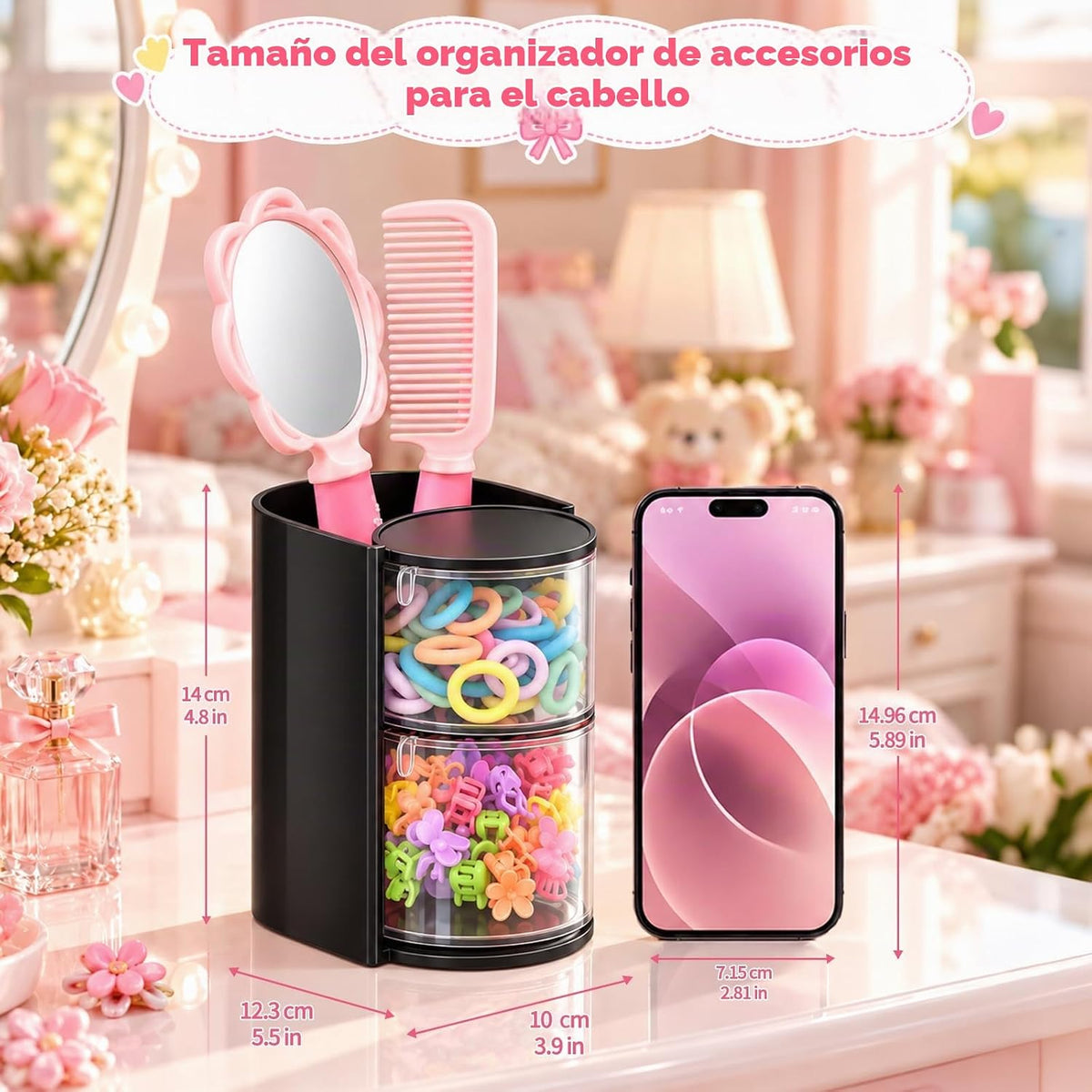 Luscinia Organizador de accesorios para el cabello con soporte para...