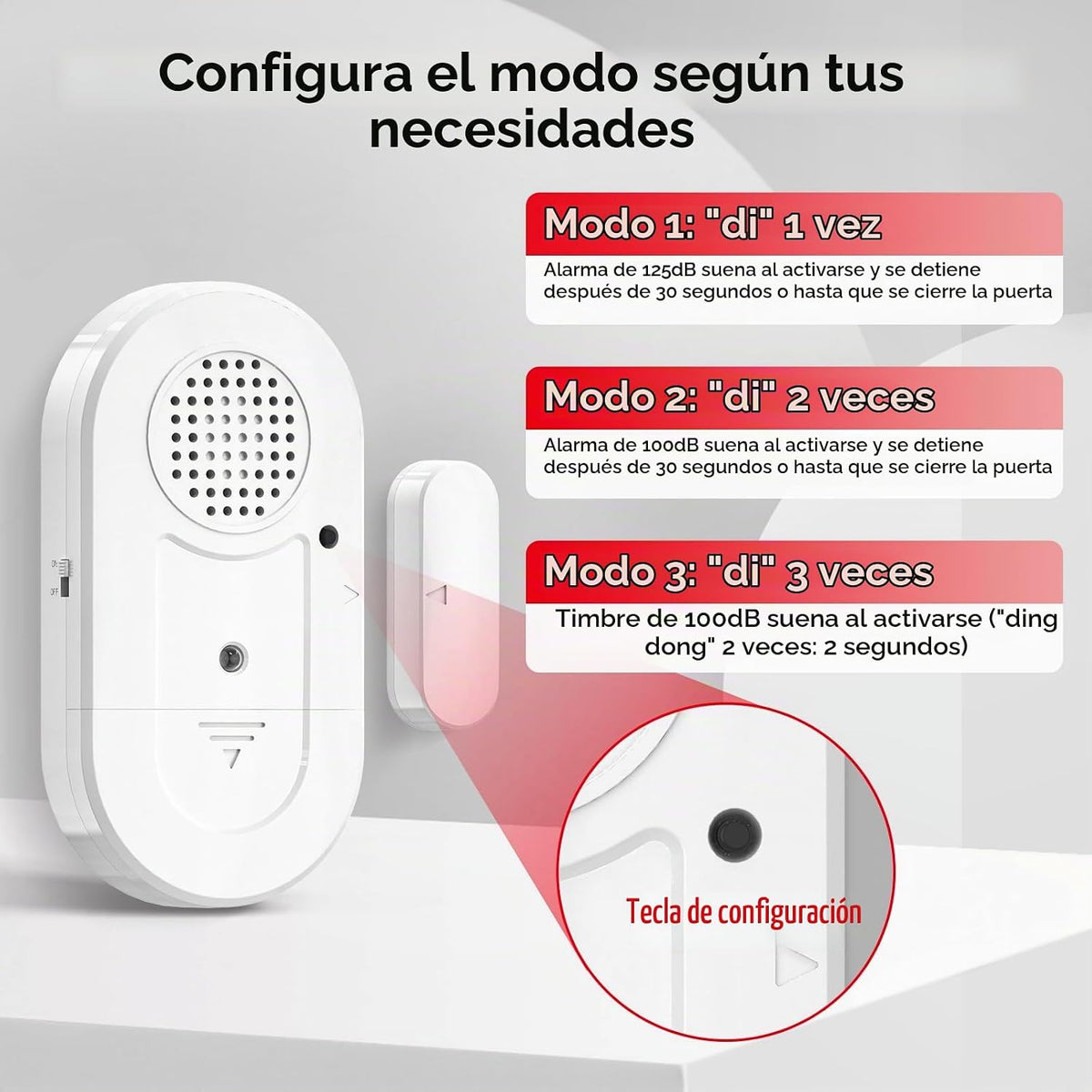 Sanjie Sensores de alarma para puerta y ventana, paquete de 3, 125d...