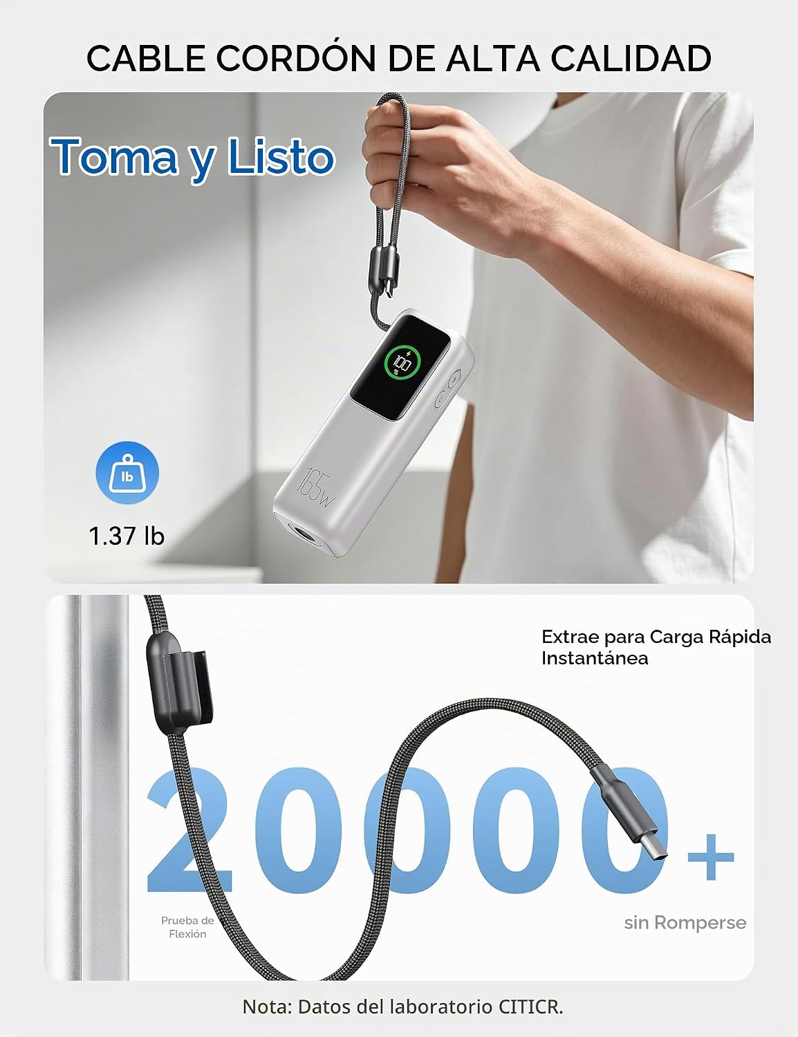 citicr Banco de energía portátil 27000mAh 165W cargador rápido con...