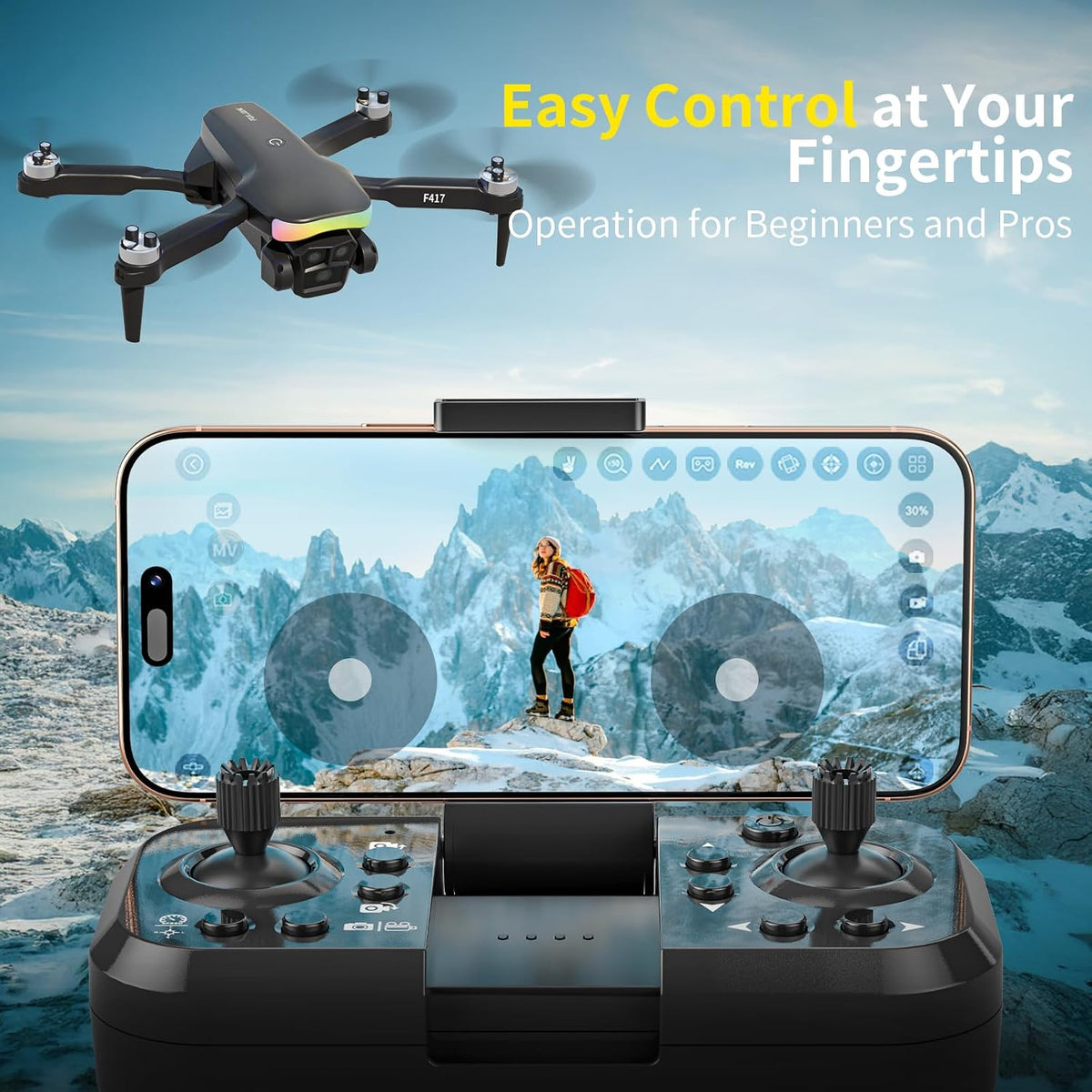 Mini dron con cámara 1080P para adultos y principiantes, cuadricópt...