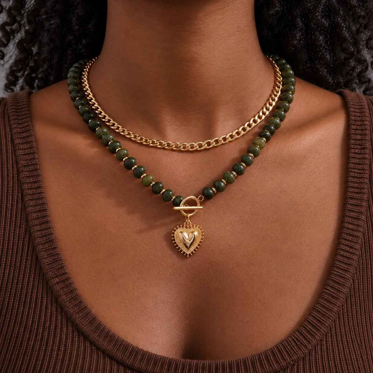 kdraco Collares con cuentas de piedras preciosas coloridas y gruesa...