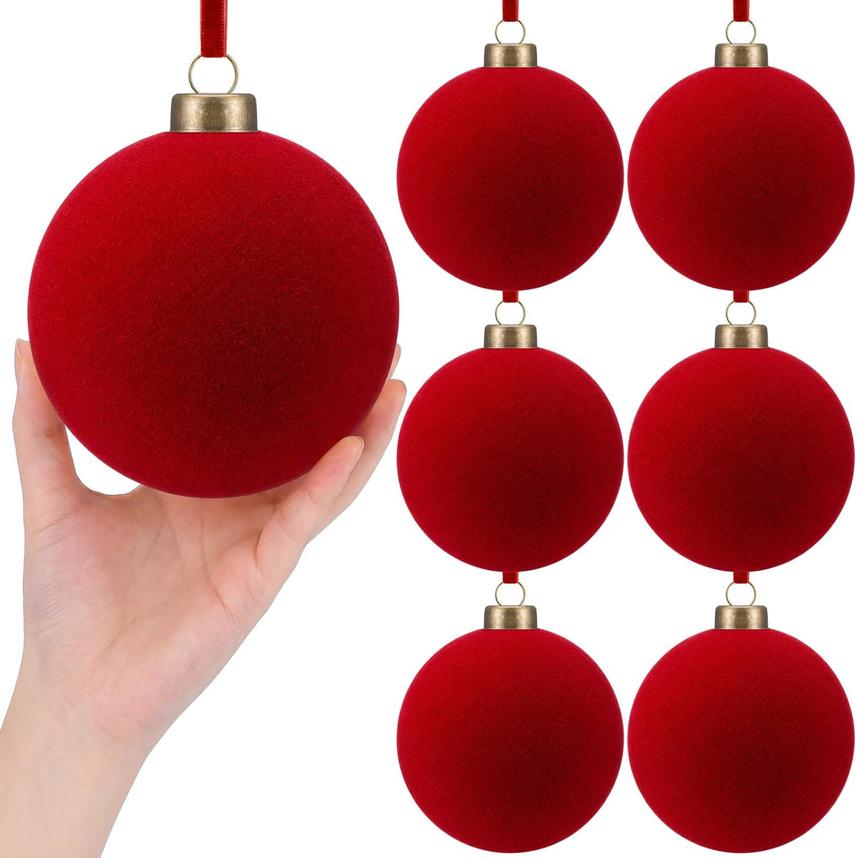 PullCrease 6 piezas de bolas de Navidad de terciopelo de 4 pulgadas...