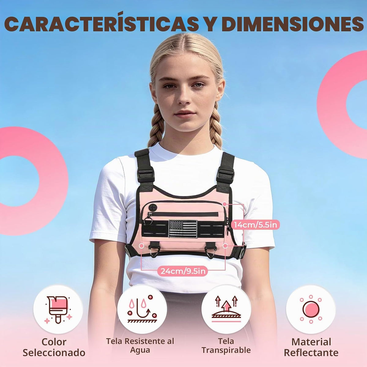 Muserise Bolsa de pecho deportiva para hombres y mujeres, resistent...