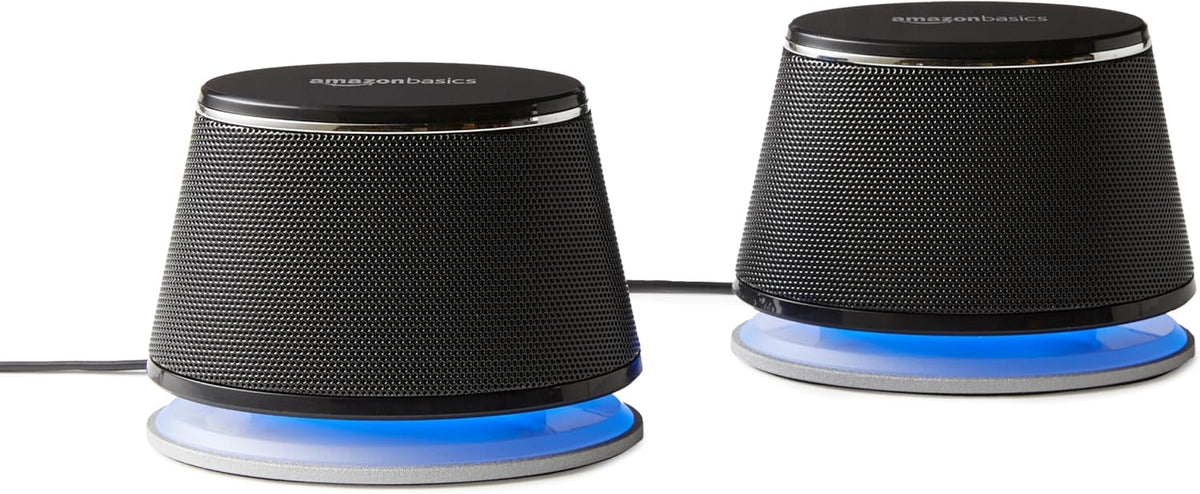 Amazon Basics Altavoces estéreo 2.0 para PC o portátil con control...
