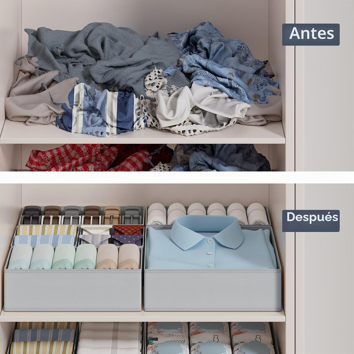 DIMJ Organizador de cajones para almacenamiento de ropa, paquete de...