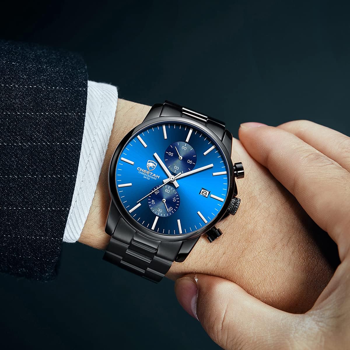 GOLDEN HOUR Fashion Business - Relojes para hombre con cronógrafo,...