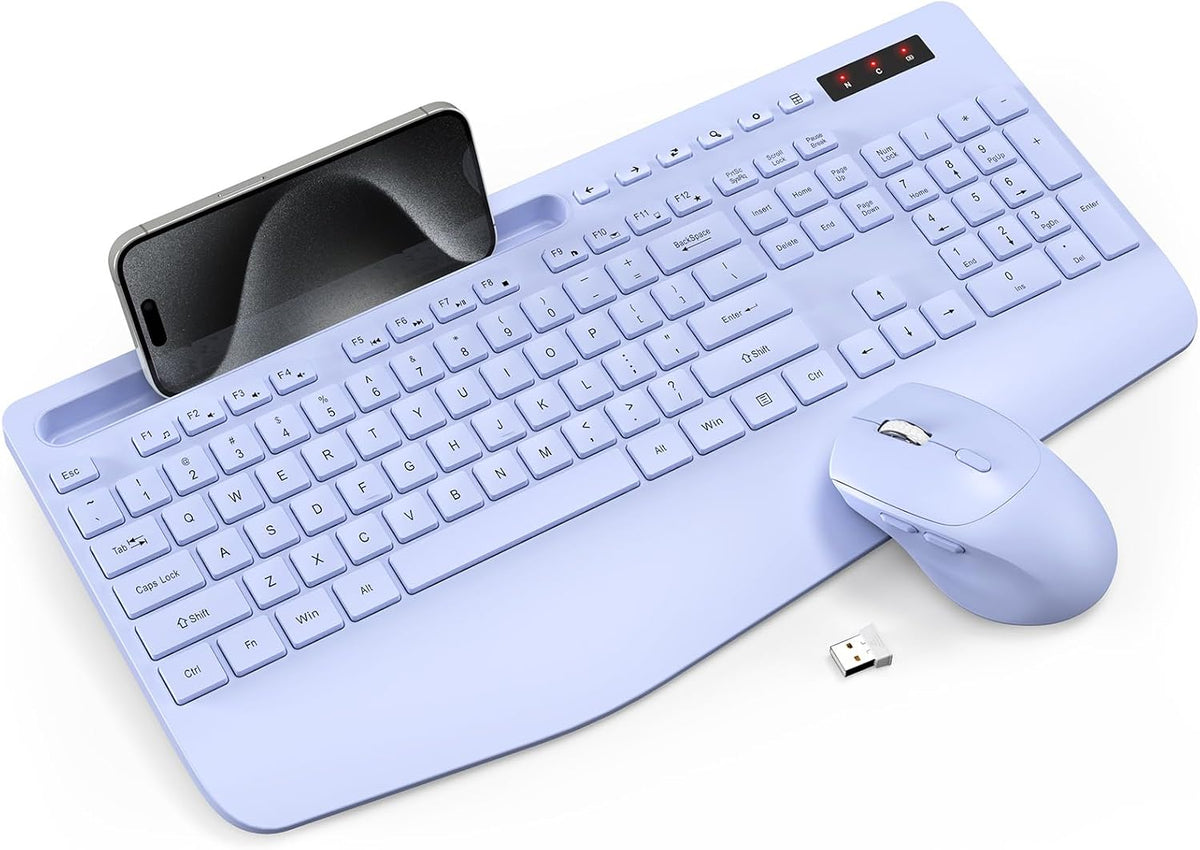 Combo de teclado y mouse inalámbrico - Teclado ergonómico de tamaño...
