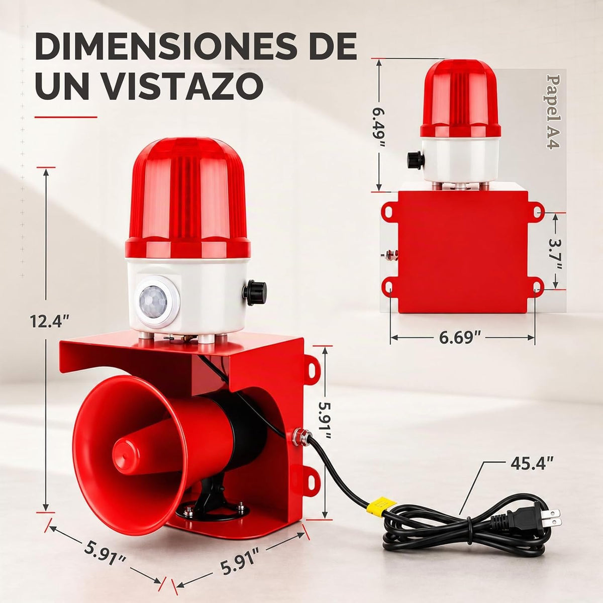 Alarma con sensor de movimiento con detección humana, sirena ajusta...