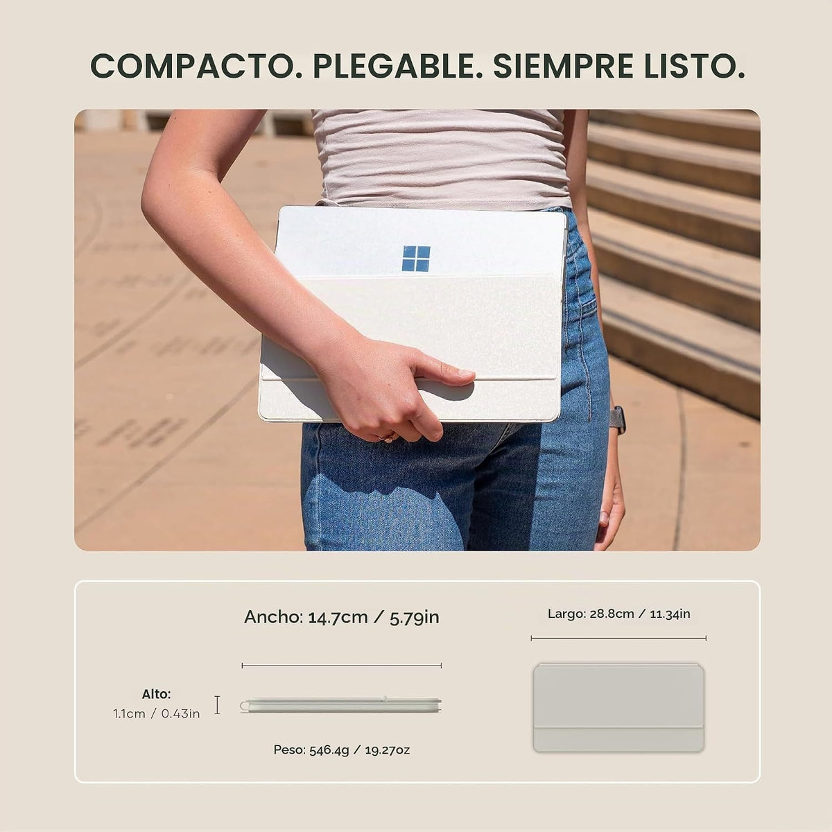 Satechi OntheGo - Teclado Bluetooth con soporte ajustable, conecta...