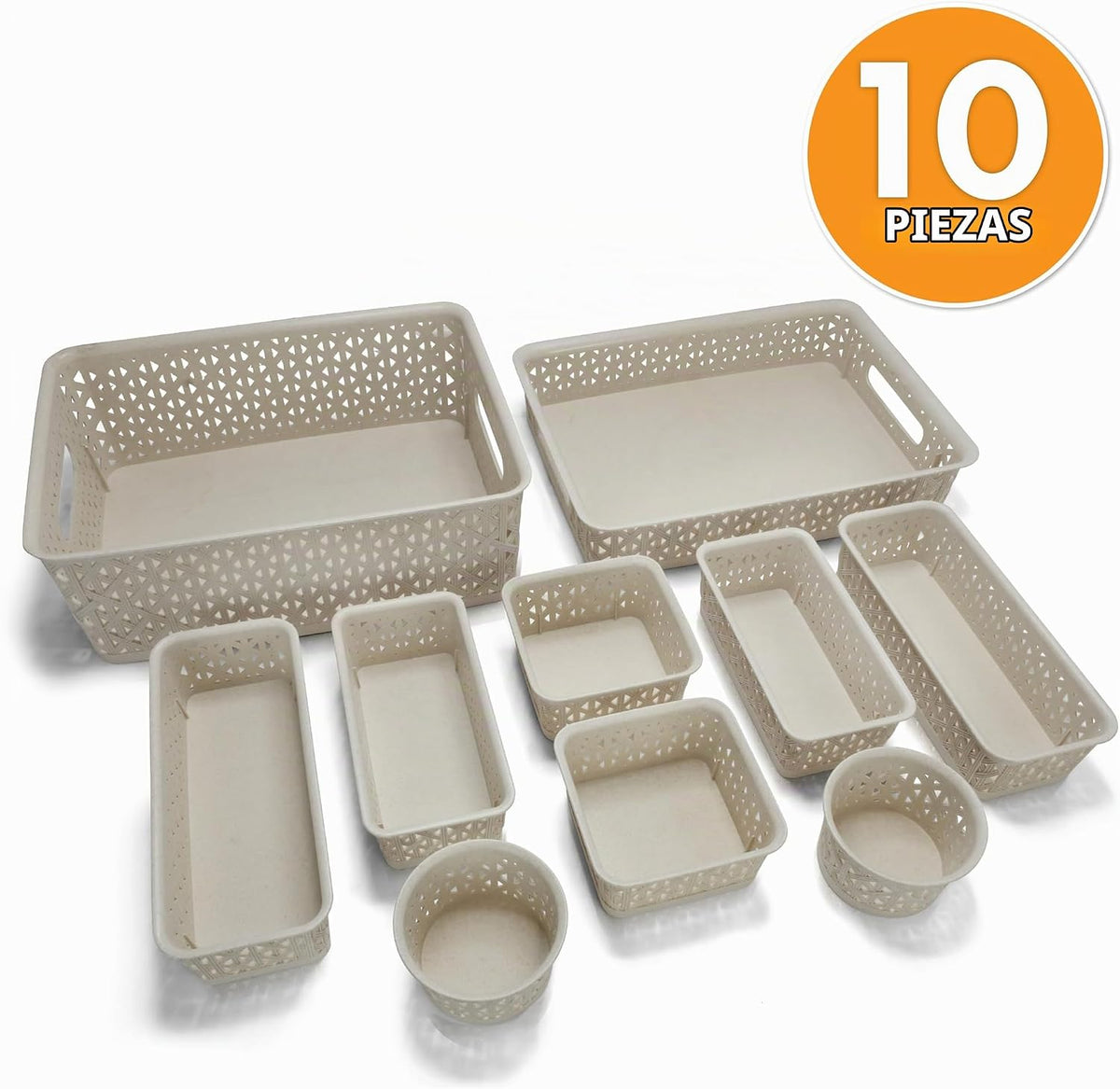 BROOKSTONE, Juego organizador multiusos de 10 piezas, cestas anidab...