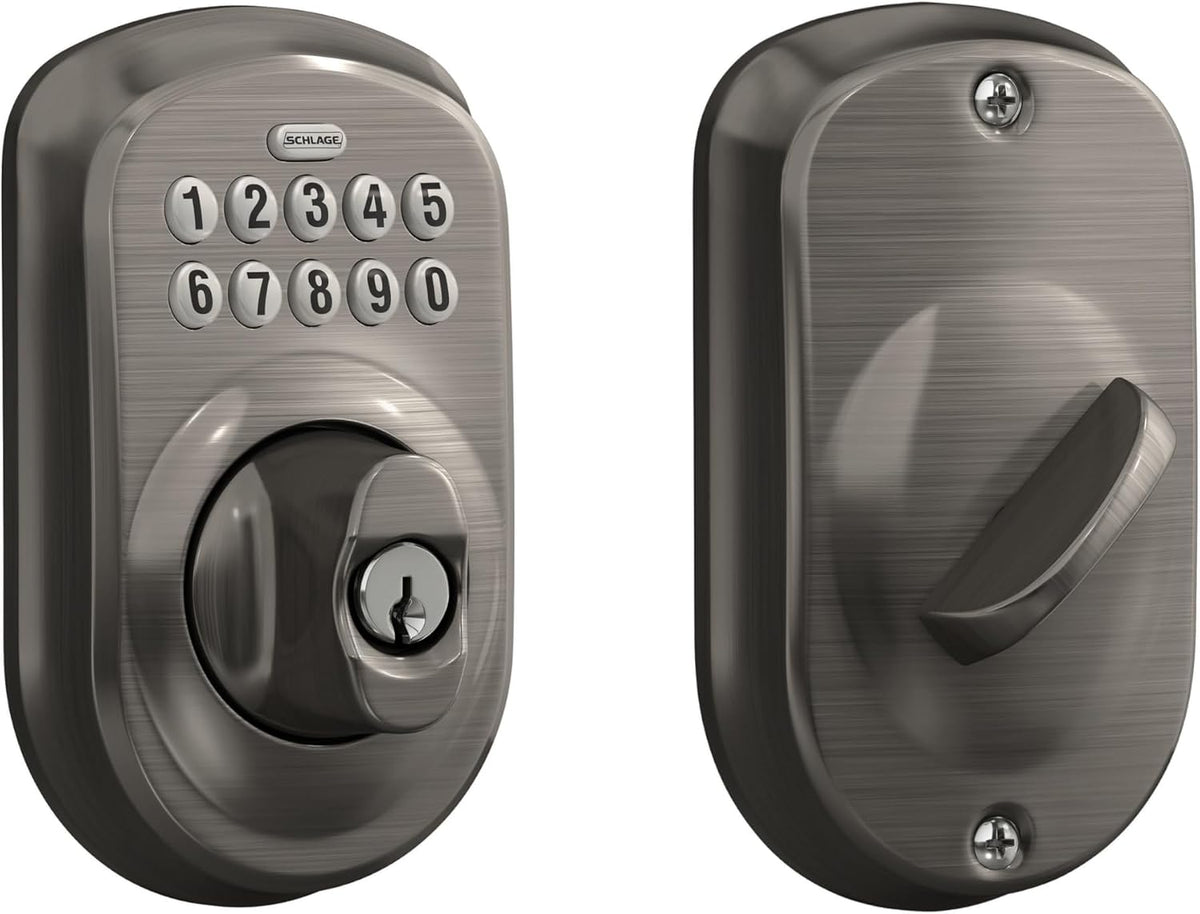 Schlage Cerradura electrónica del cerrojo del teclado, borde Plymou...