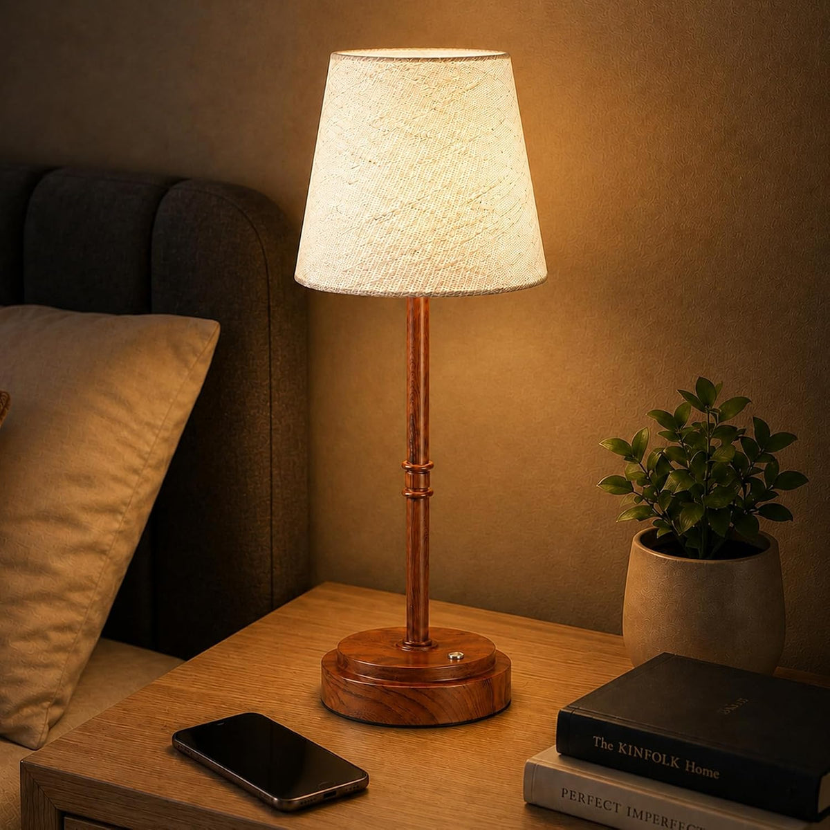 Lámpara de mesa inalámbrica recargable, lámpara de noche con pilas,...