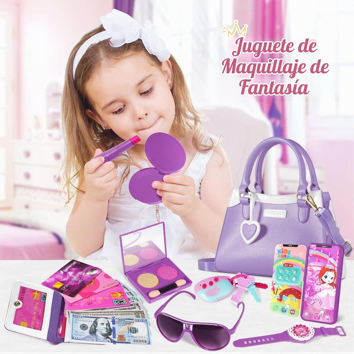 Shemira - Bolso de juego para niñas pequeñas, juguetes de princesa...