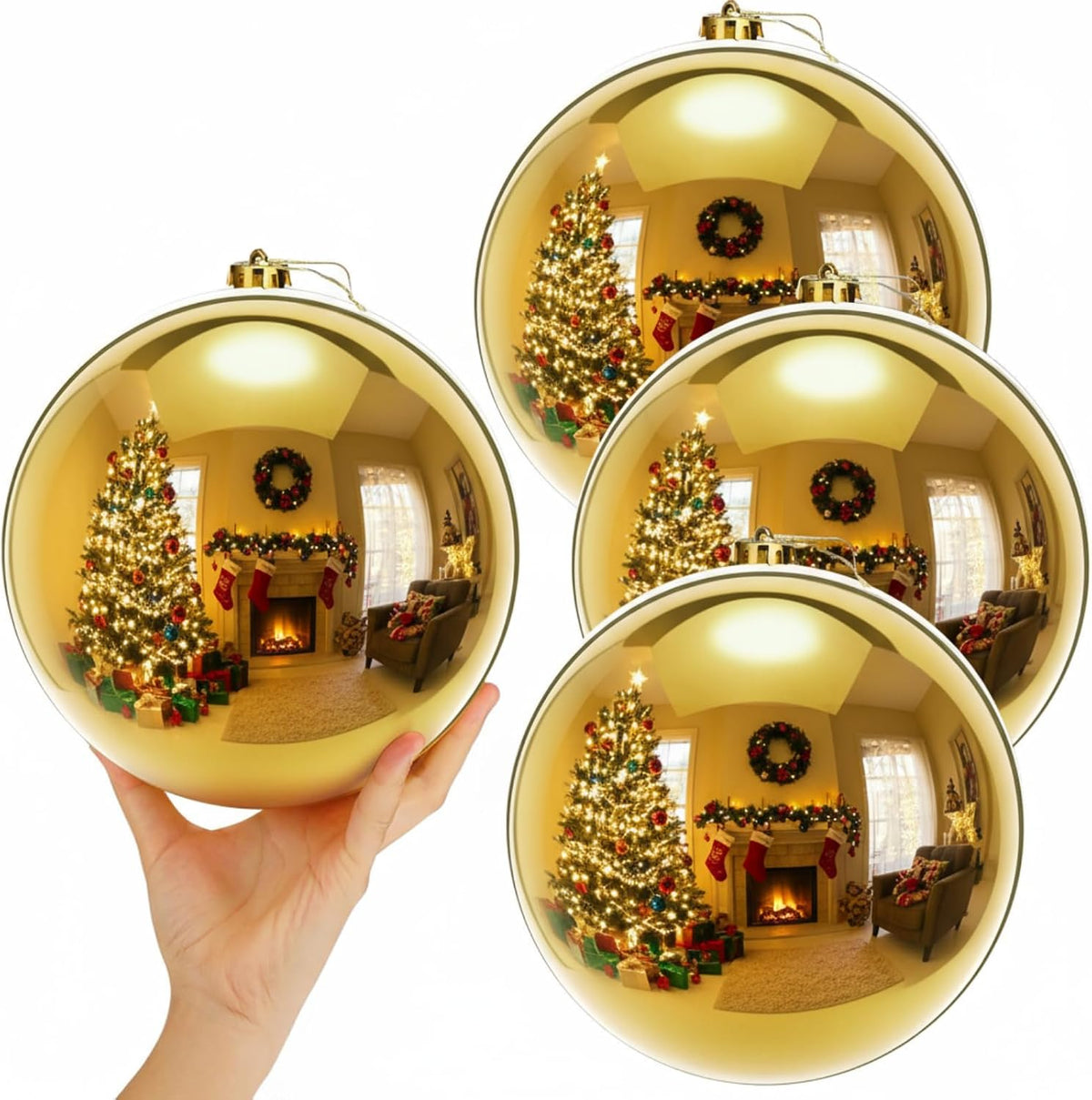 Zubebe 4 piezas Adornos de bola de Navidad extra grandes de 8"...