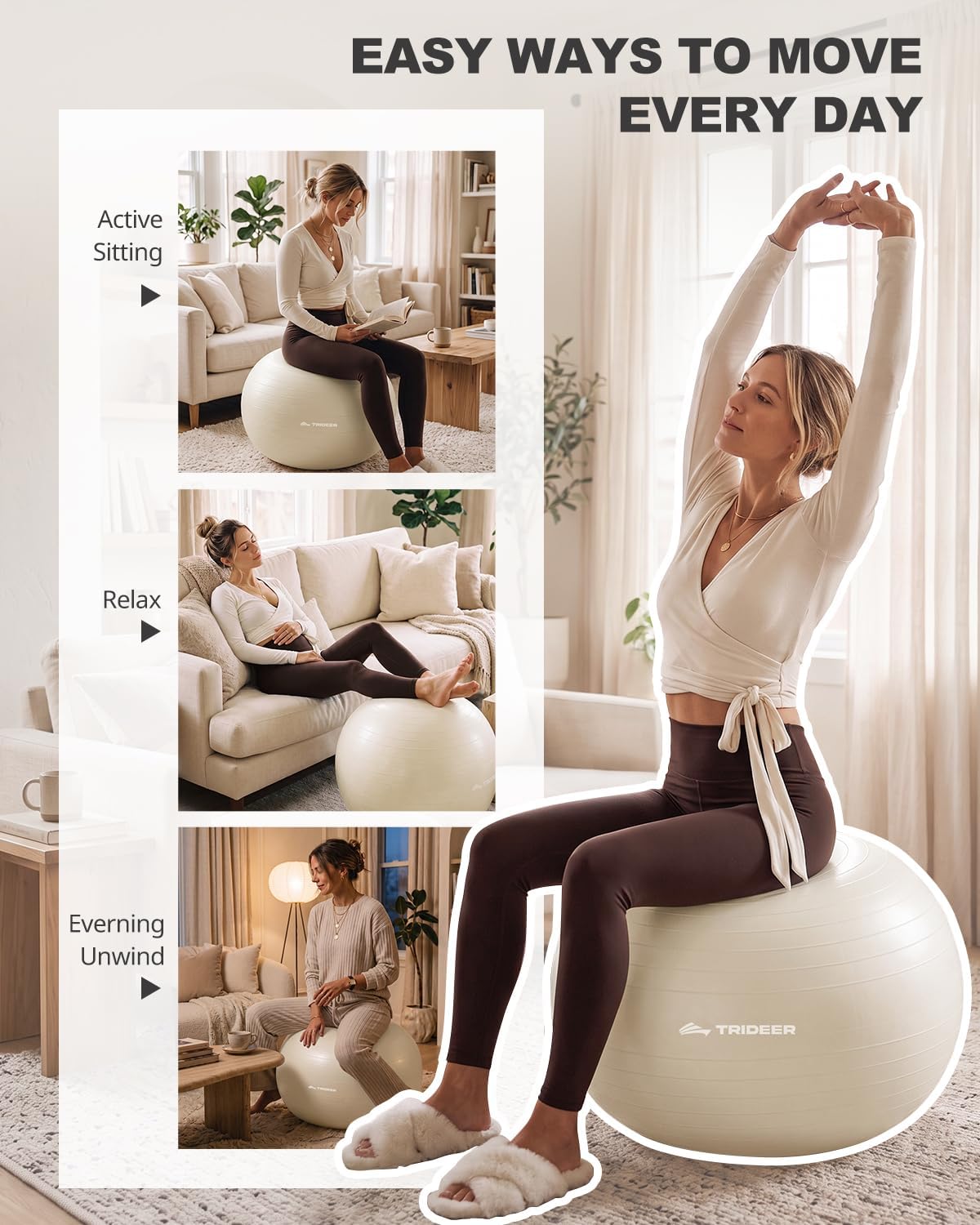Trideer Pelota de yoga para ejercicio, embarazo, pelota de ejercici...