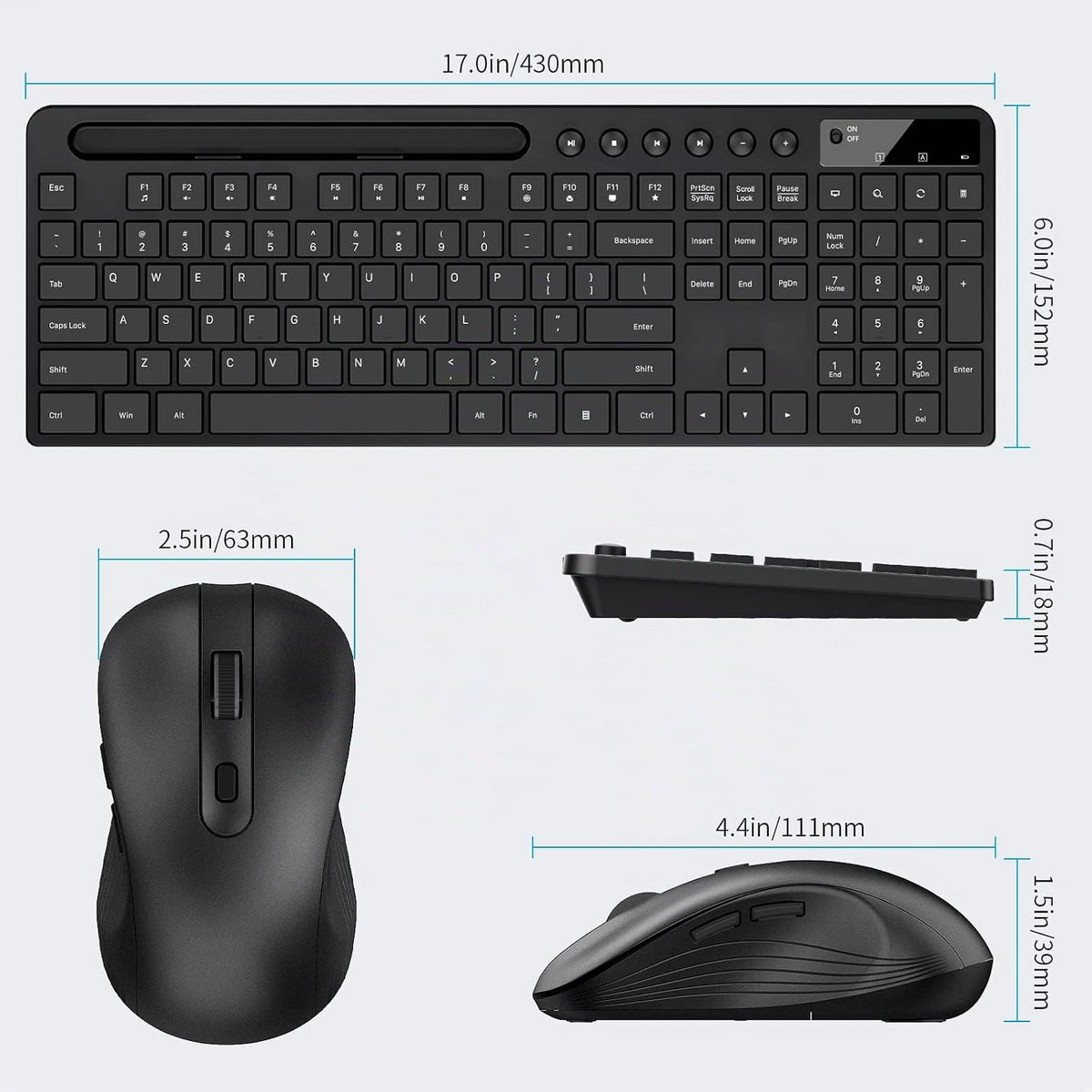 Combinación de teclado y ratón inalámbricos, MARVO 2.4G Teclado ina...