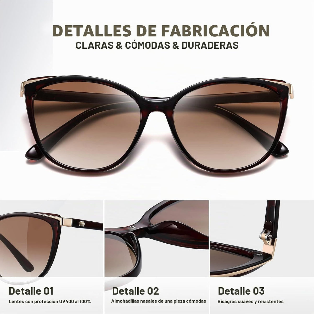 Colrea Gafas de Sol Modernas con Forma de Ojo de Gato para Mujer, E...