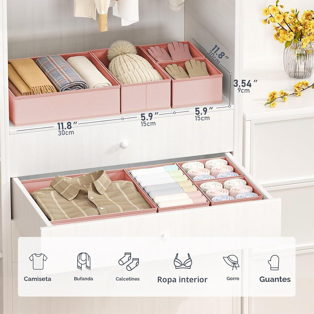 DIMJ Organizador de cajones para ropa, paquete de 26 unidades, orga...