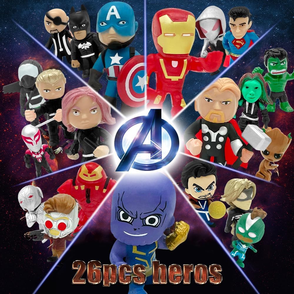 DLOCVN Mini Juguetes de Superhéroes, 26 Piezas Minifiguras Pequeñas...