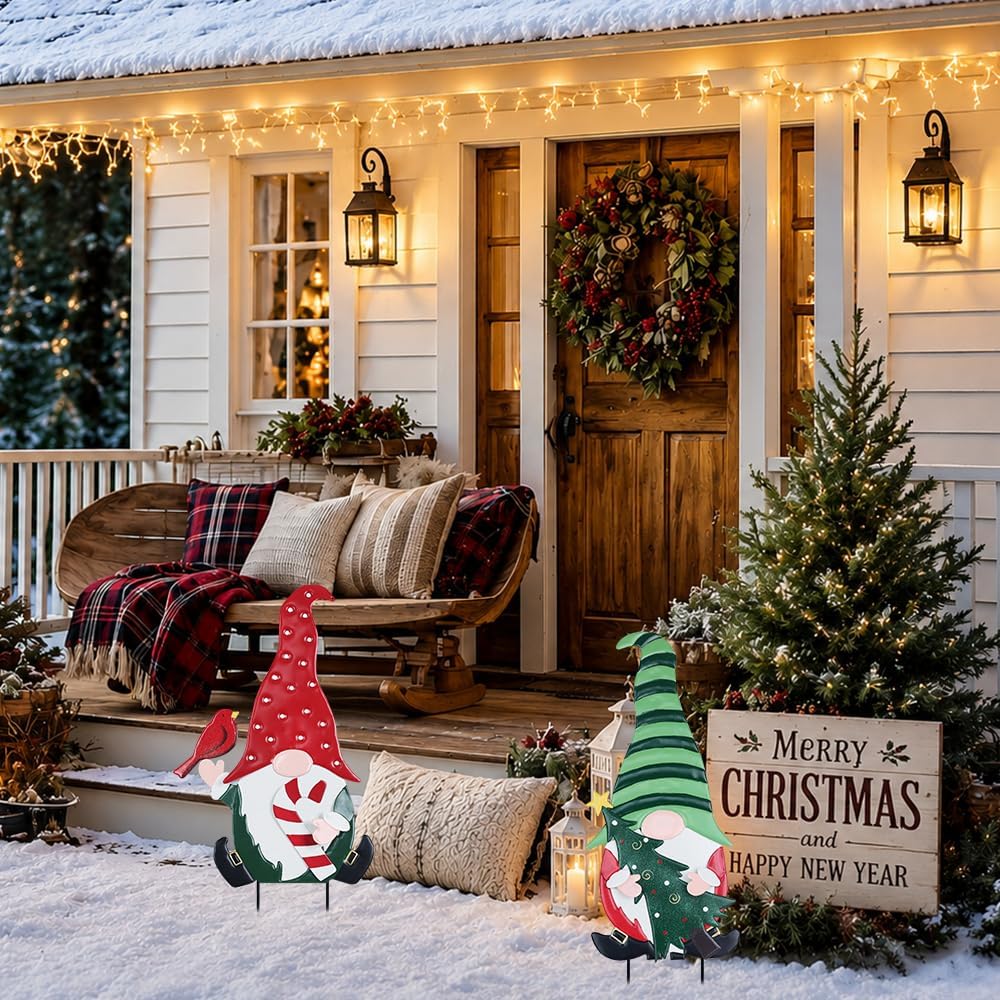 YEAHOME Decoraciones Navideñas para Exteriores, Paquete de 2 Estaca...