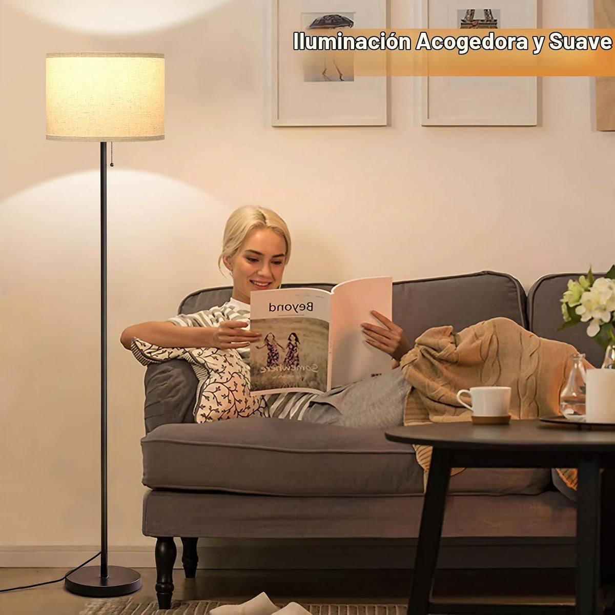 Ambimall - Lámpara de pie moderna para sala de estar y dormitorio,...