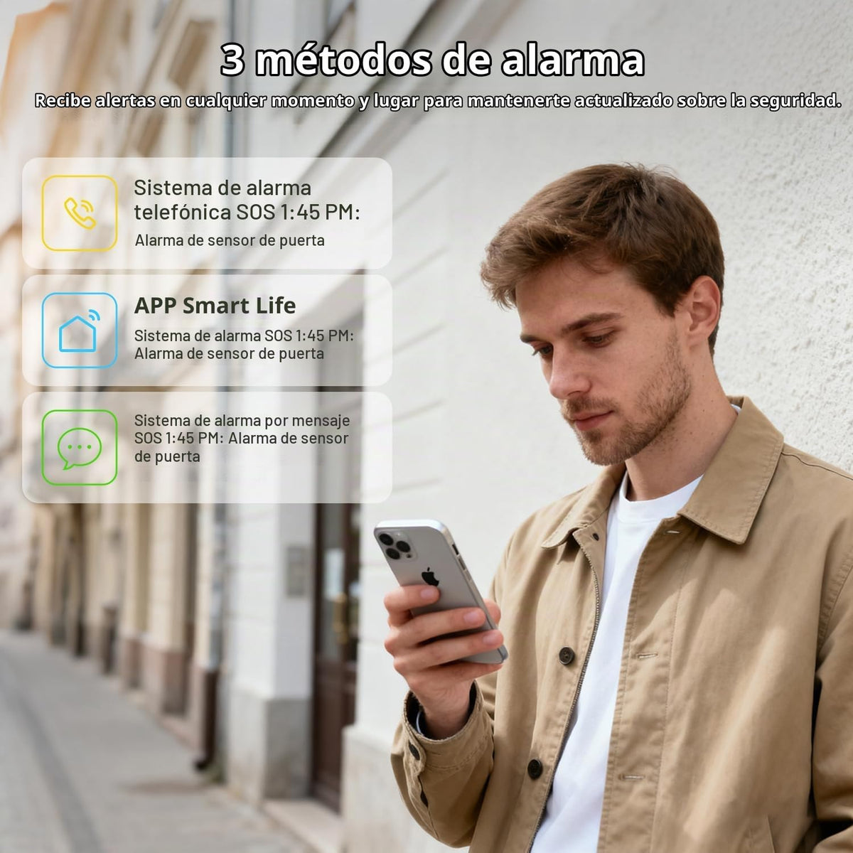 Sistema de alarma para seguridad del hogar, WiFi+4G, alertas instan...