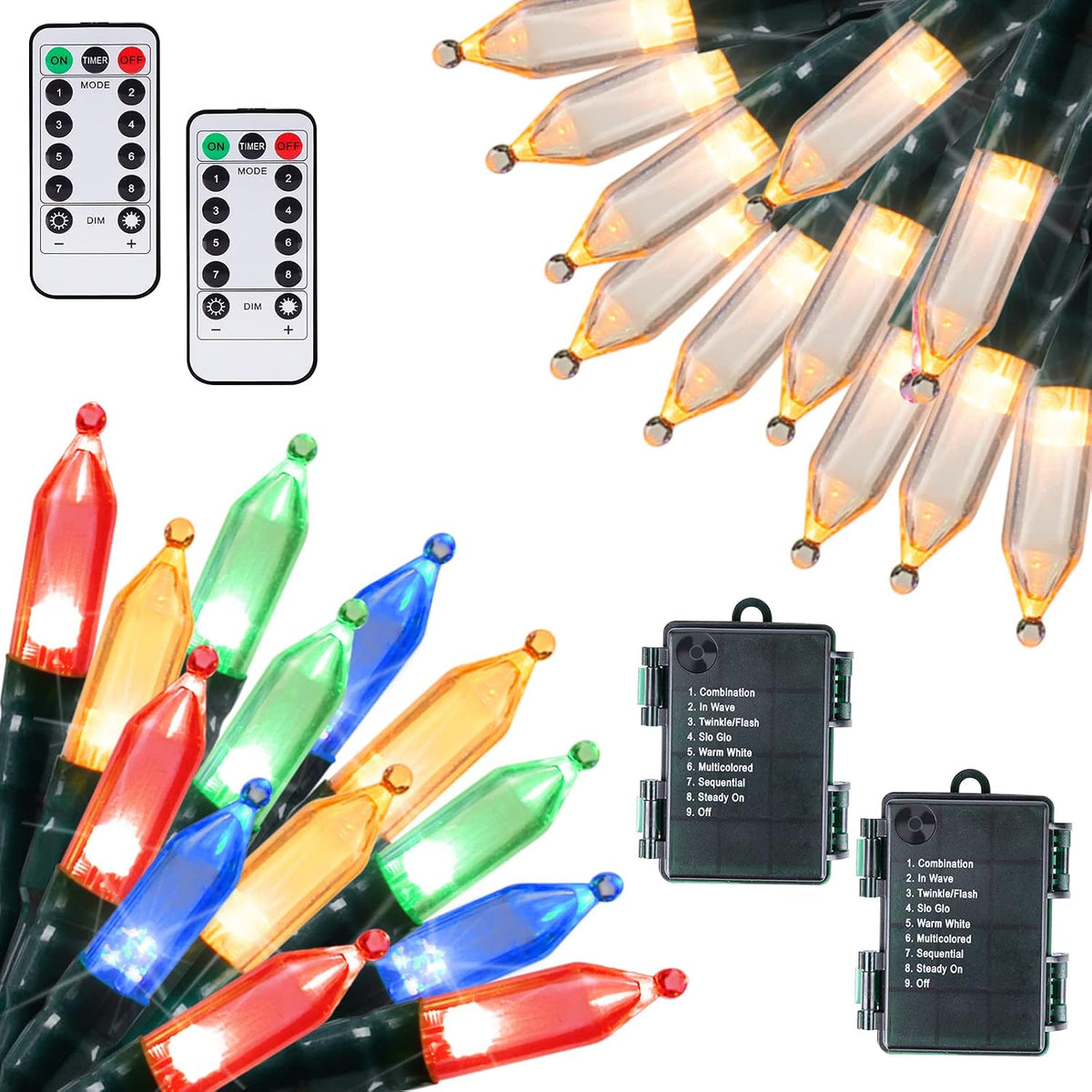 Paquete de 2 luces de Navidad que funcionan con pilas, 50 luces LED...