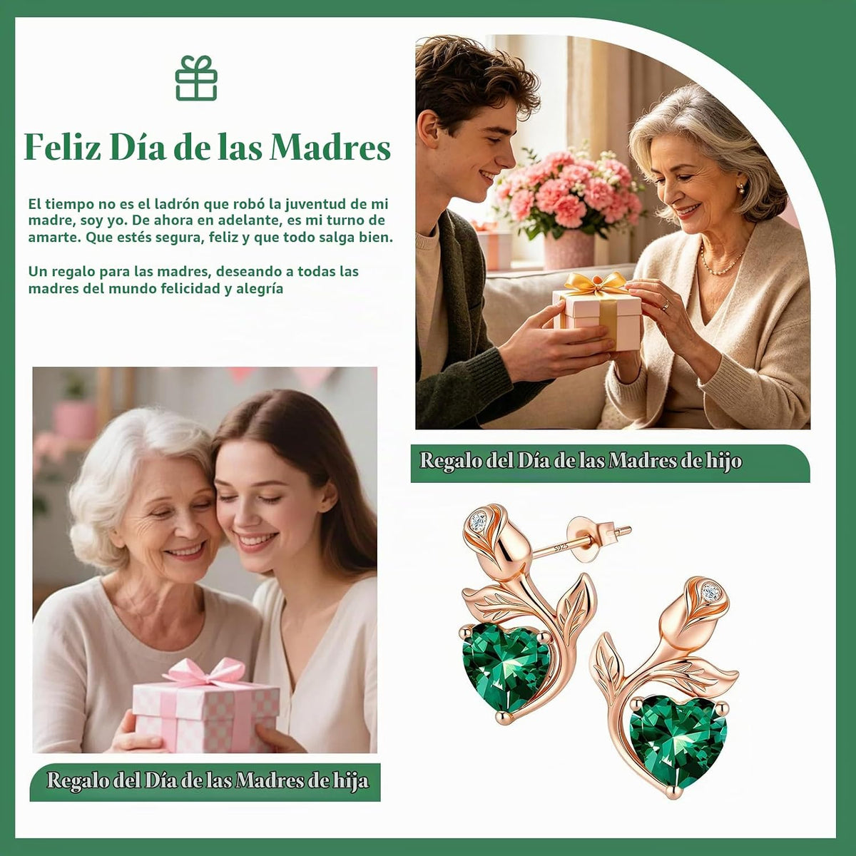 JACUPO Aretes de tuerca con piedra natal de corazón rosa de 0.8 qui...
