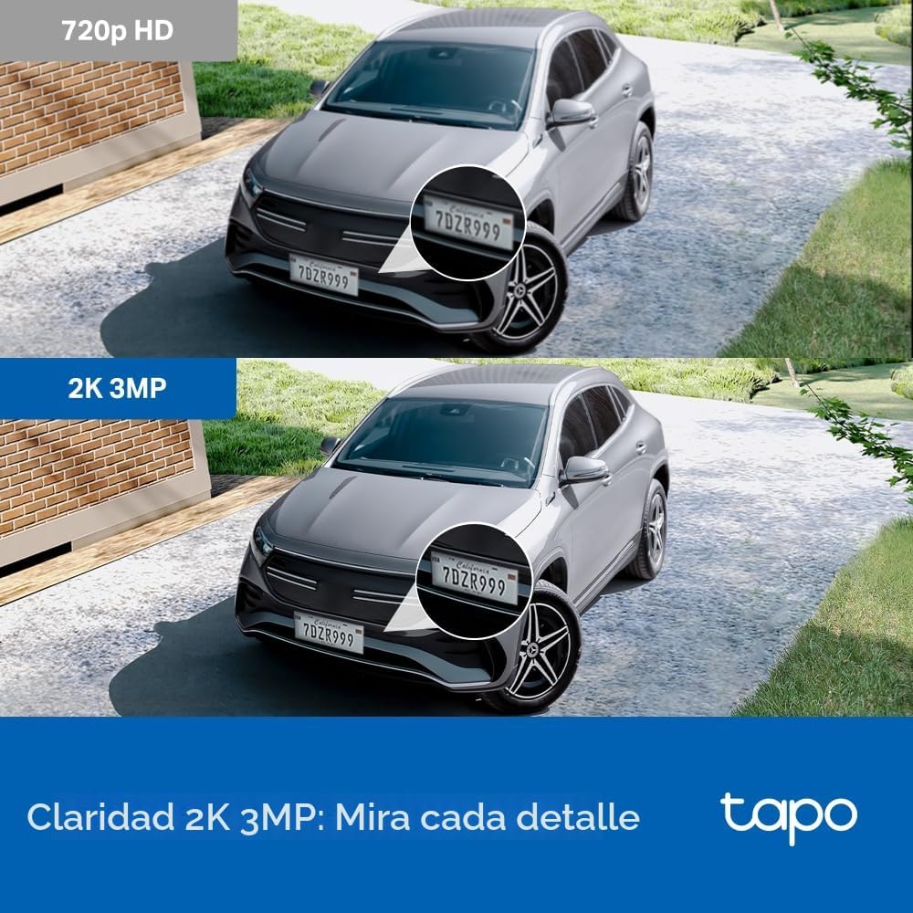 Tapo 2K Cámara de seguridad con cable panorámica/inclinable para in...