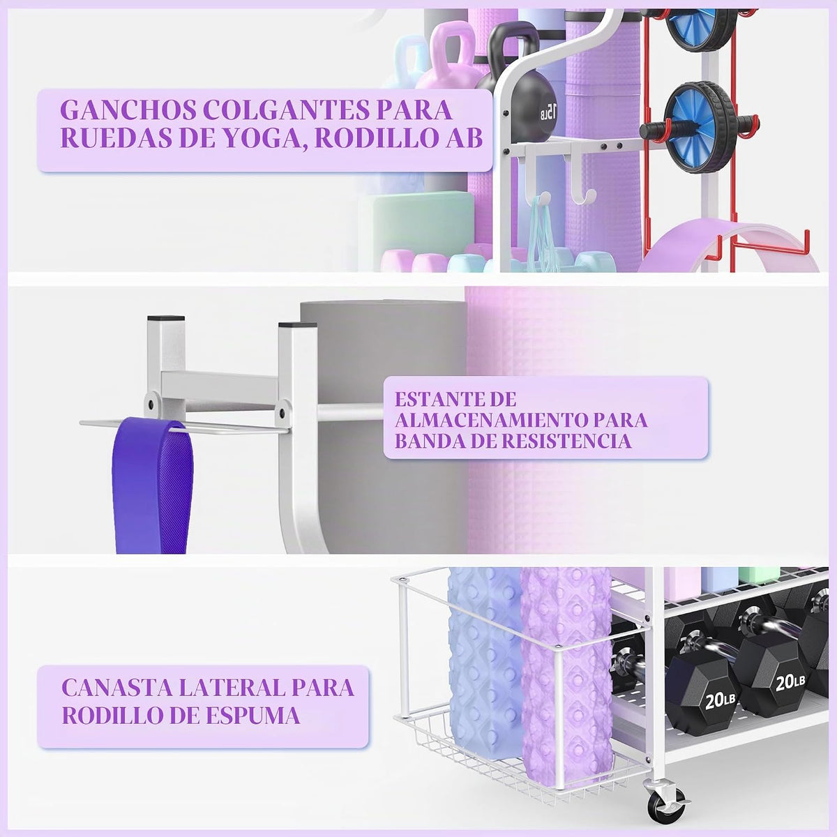 Mythinglogic Estante de gimnasio en casa para mancuernas, esterilla...