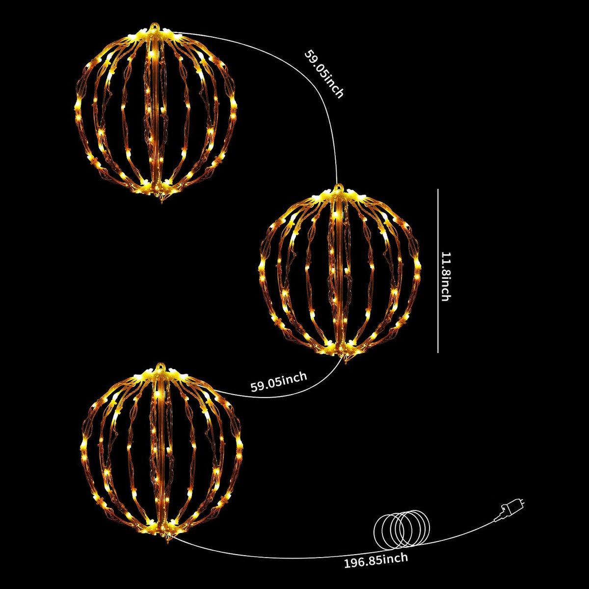 COVBOARD Globo de luz LED de Navidad de 12 pulgadas (paquete de 3)...