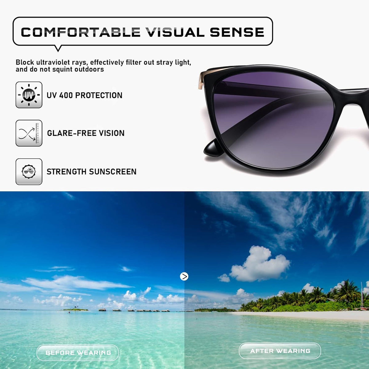 Colrea Gafas de Sol Modernas con Forma de Ojo de Gato para Mujer, E...