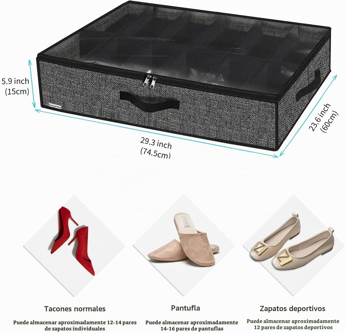 Onlyeasy Organizador de Almacenamiento de Zapatos Debajo de la Cama...