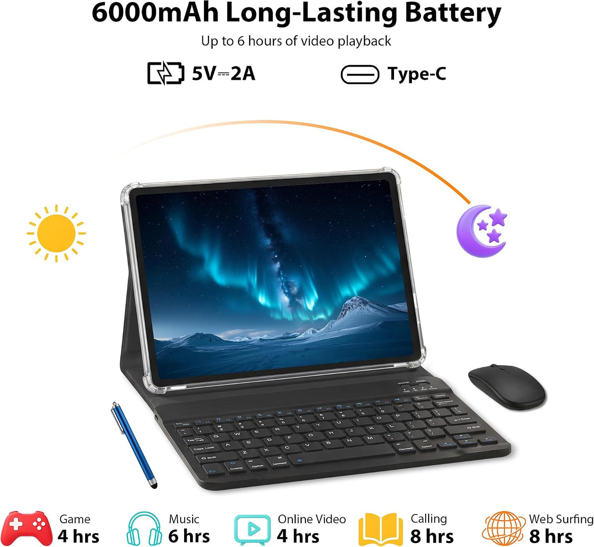NextCheer Tablet Android 16 de 10.1" con teclado, 30 GB de RAM...