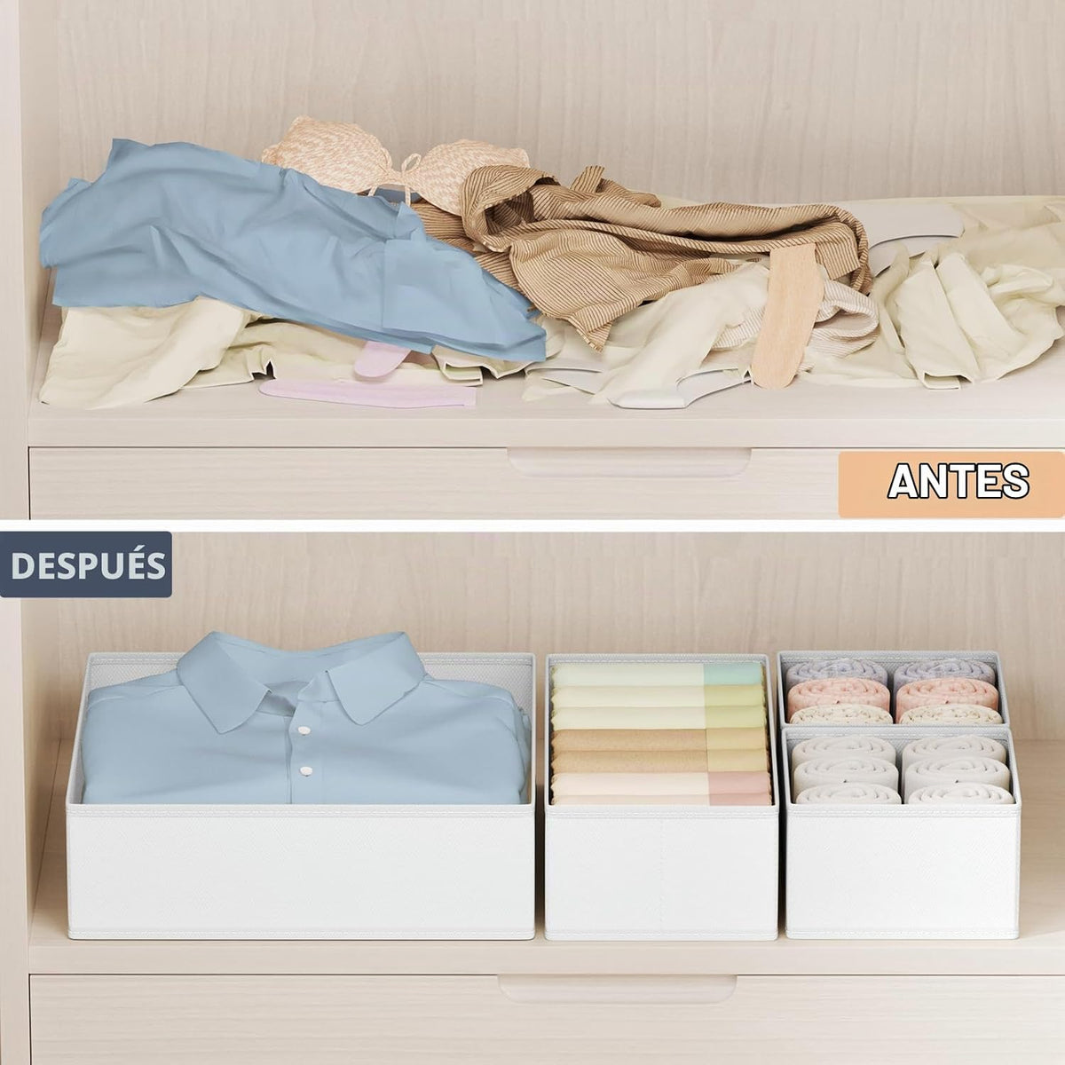 DIMJ Organizador de cajones para almacenamiento de ropa, paquete de...