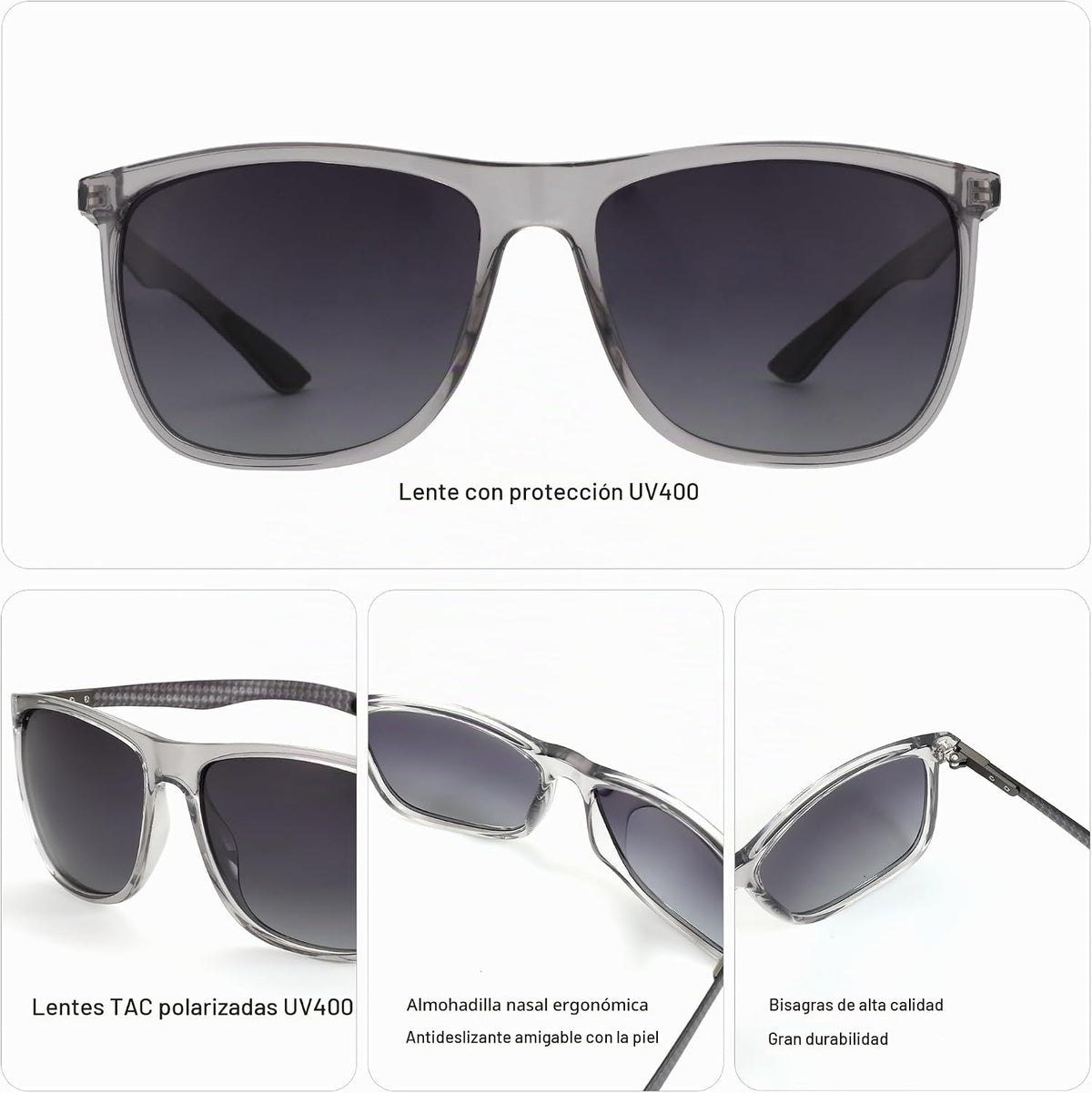 ZENOTTIC Gafas de sol polarizadas cuadradas para hombre, ultraliger...
