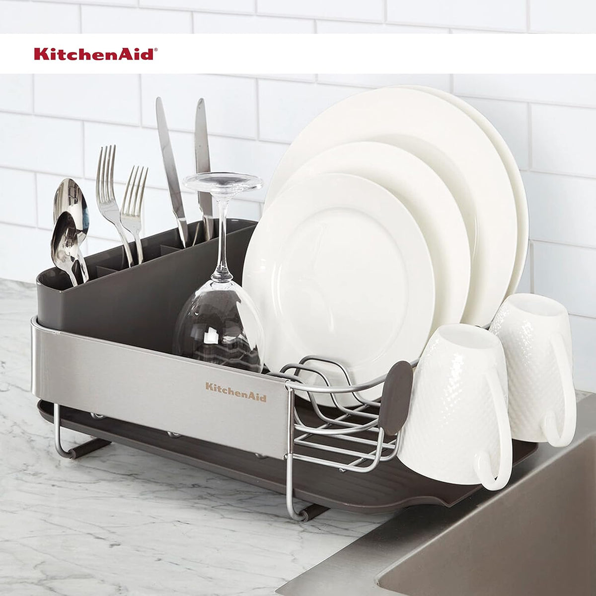 KitchenAid Escurridor de platos compacto, que ahorra espacio, resis...