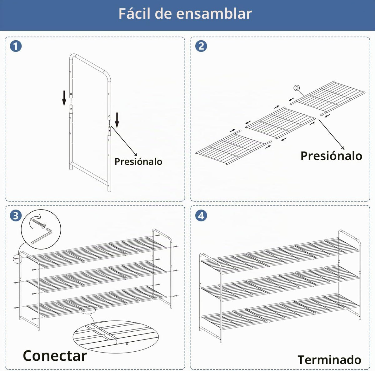 KEETDY Zapatero de 3 niveles de largo para armario, organizador de...