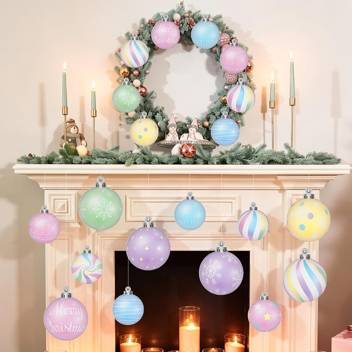 Huwena Decoración de Navidad para colgar al aire libre, 24 piezas,...