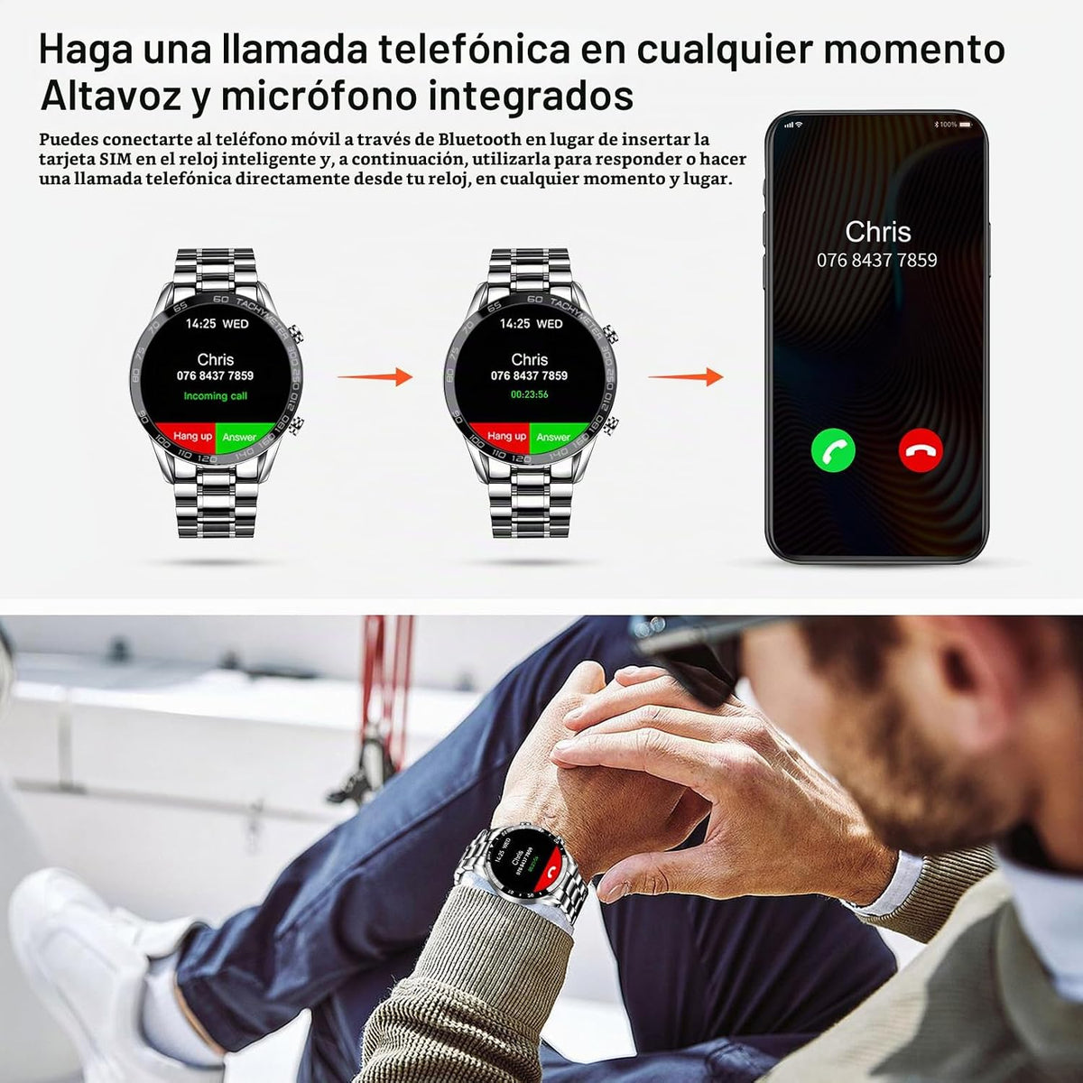 FILIEKEU Reloj inteligente para hombre para Android iOS, llamadas B...