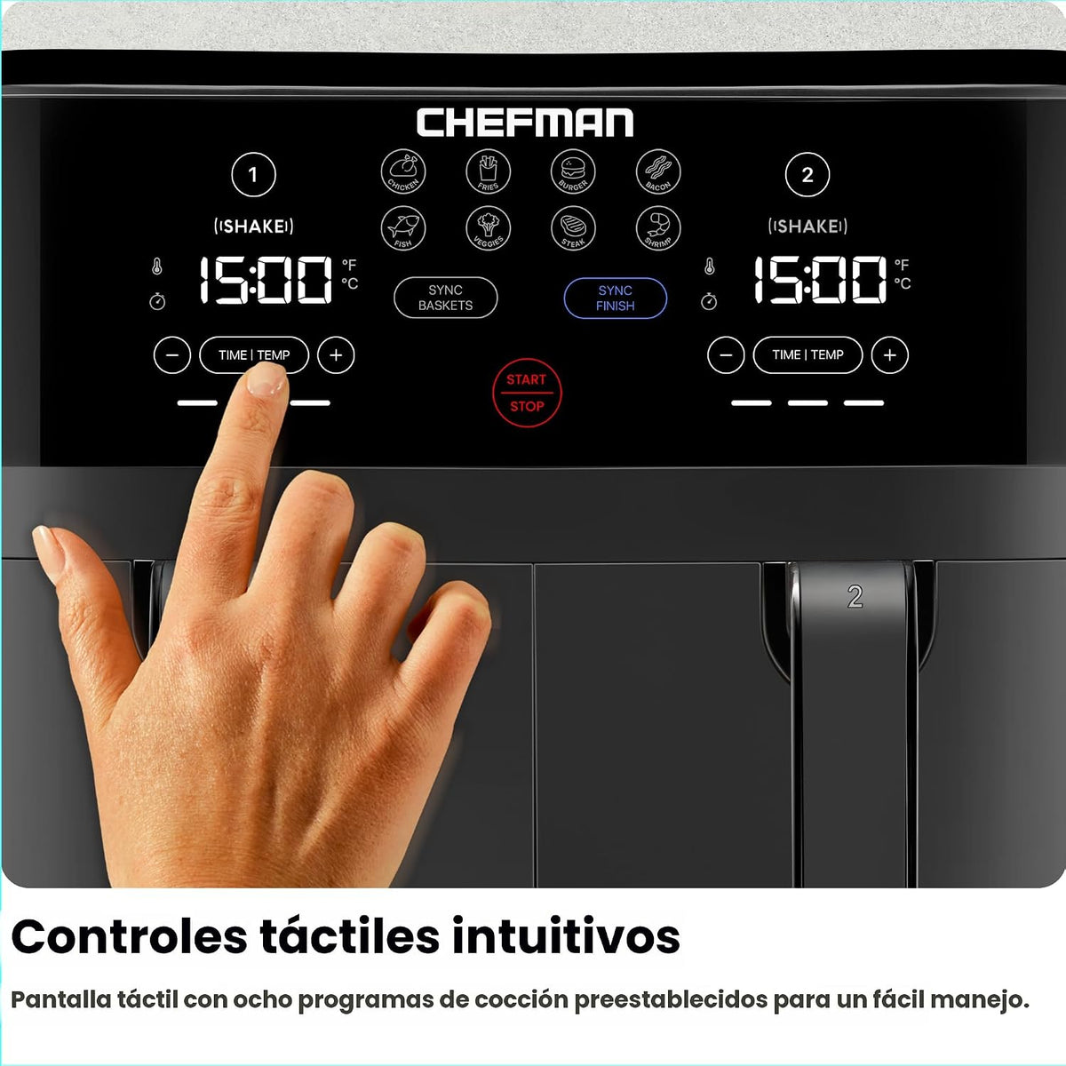 Chefman TurboFry Touch Freidora de Aire Doble, Maximiza las Comidas...