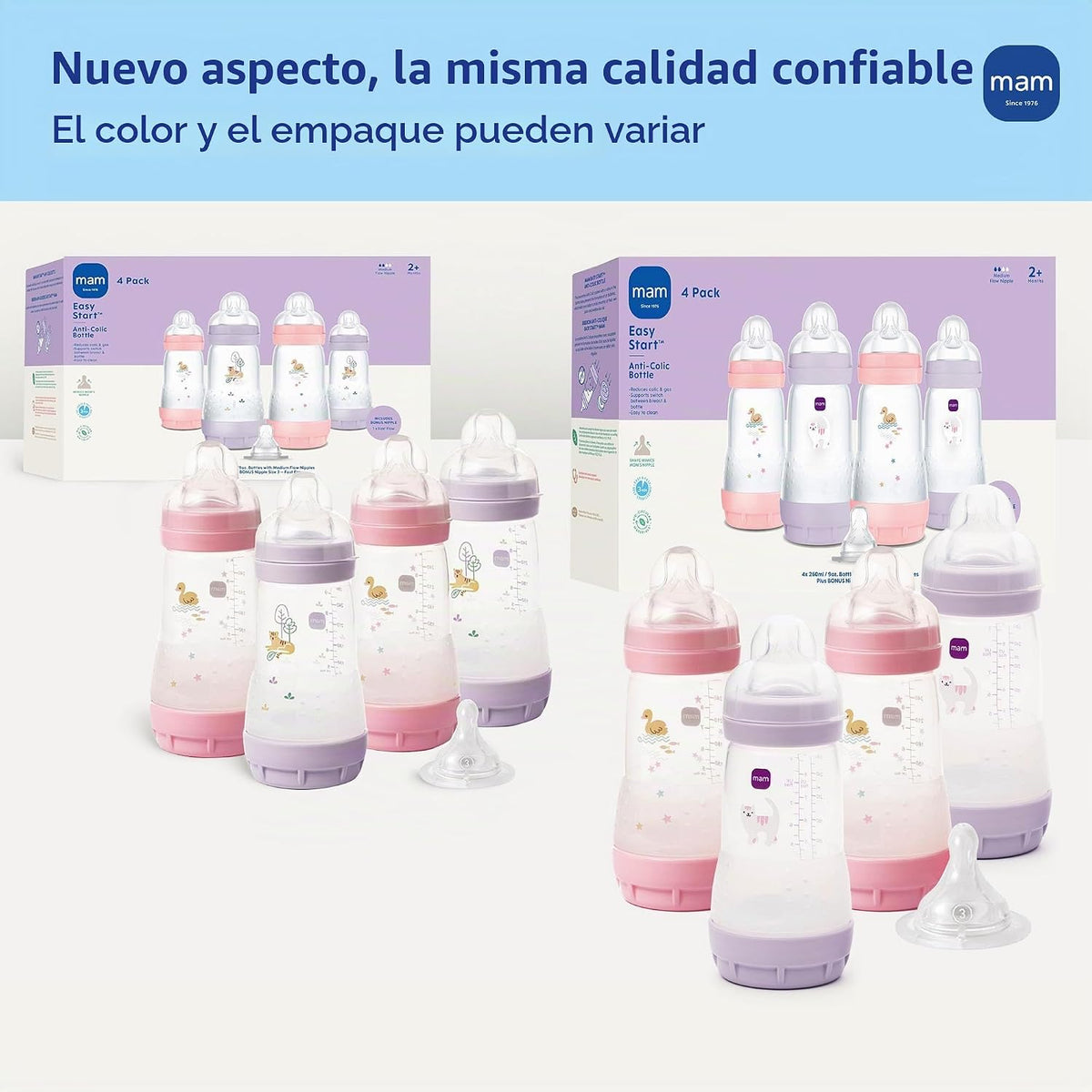 MAM Biberones con ventilación Easy Start Anti-Colic+ de 9 oz, 2+ me...