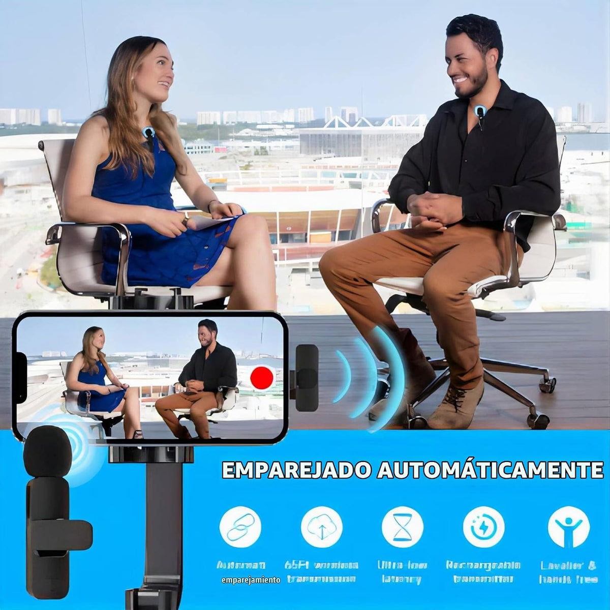 PQRQP Micrófono Lavalier Inalámbrico Dual para iPhone, iPad, Videoc...
