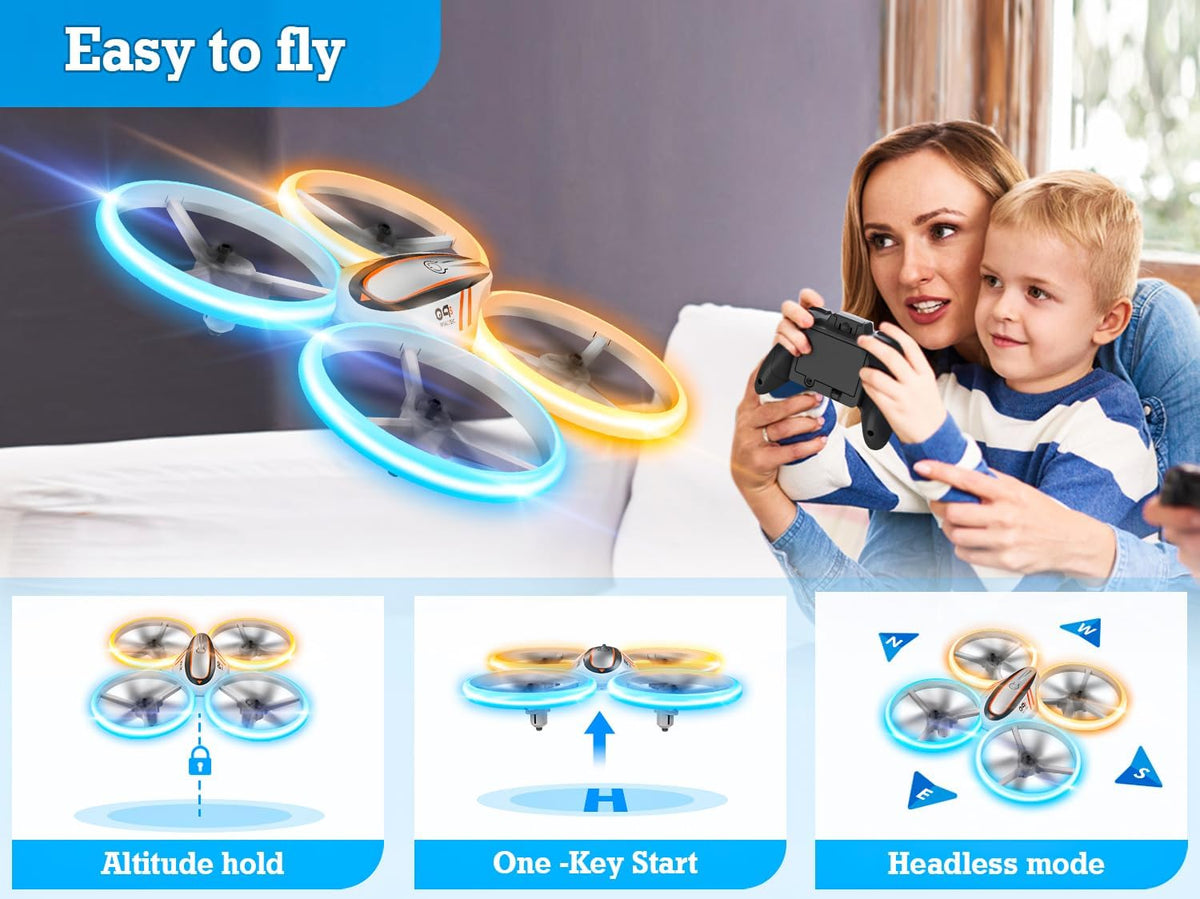 Q9s Drones para niños, dron RC genial con retención de altitud y mo...