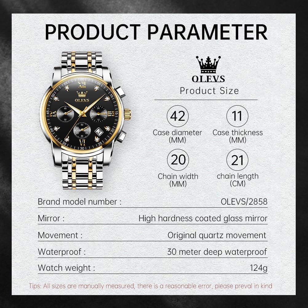 OLEVS Relojes para hombre Relojes de cronógrafo de fácil lectura lu...