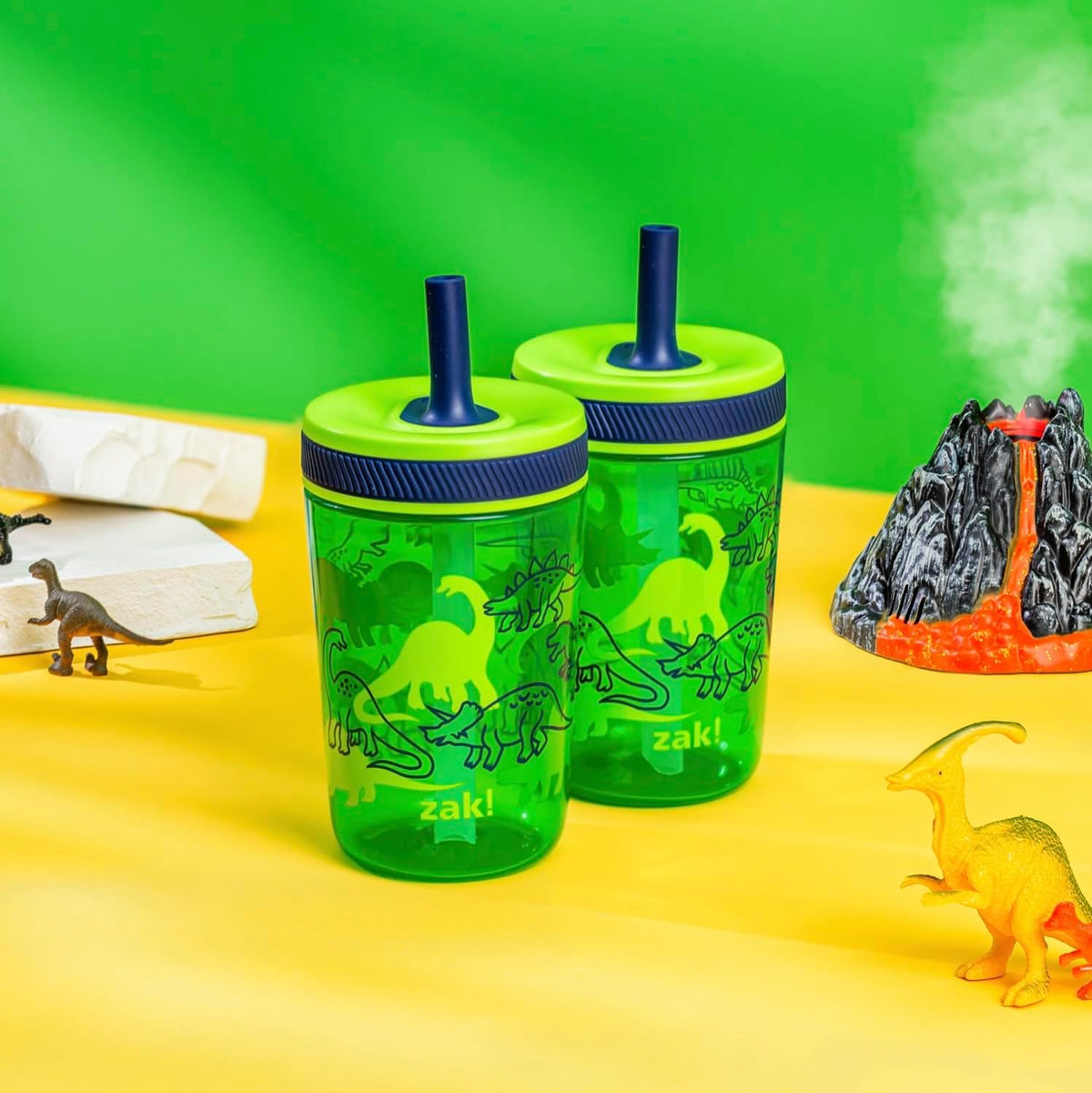 Zak Designs Kelso - Juego de vasos de 15 oz (Dinosaurios) sin bisfe...