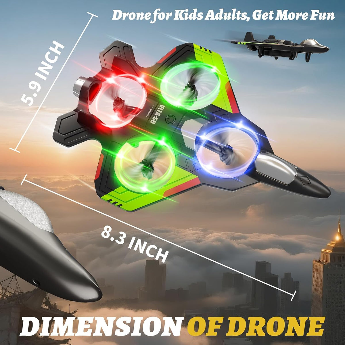 4DRC Aviones RC para niños adultos, azul claro, 4 baterías con estu...