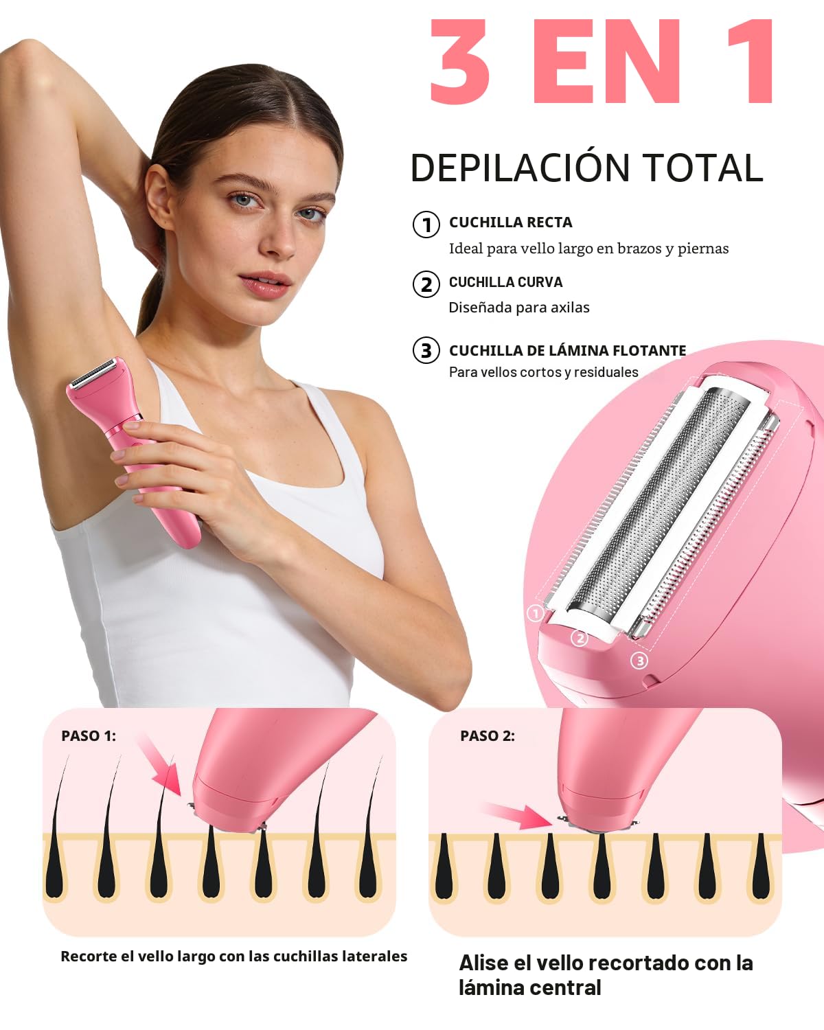 Ufree Maquinilla de Afeitar Eléctrica 3 en 1 para Mujer, Regalos pa...